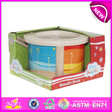 Jouets de tambour musical d&#39;instrument de musique de bande dessinée pour des enfants, jouet en bois jouet de tambour pour des enfants, jouet en bois mignon de tambour pour bébé W07j024